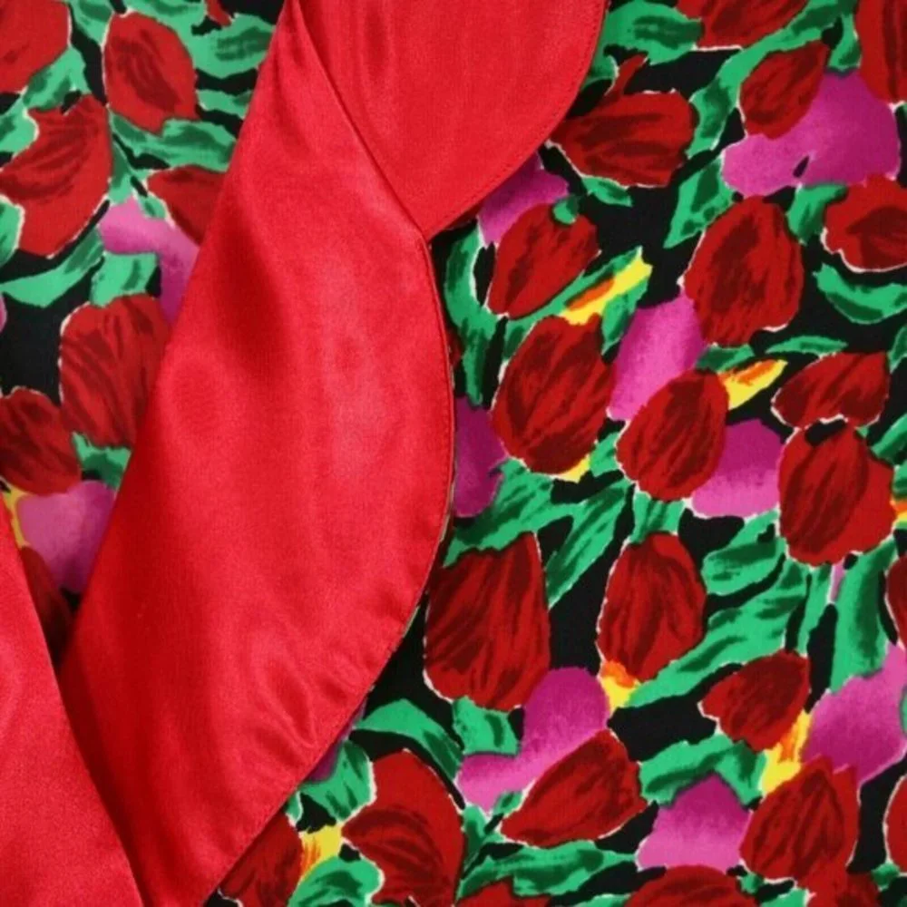 Vintage Victoria's Secret Gold Label Kimono Robe‎ Red Pink Green Floral M Medium